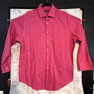 Mens Geoffrey Beene Sateen Button Up Shirt 17-34/35 Fitted Pre-owned No…